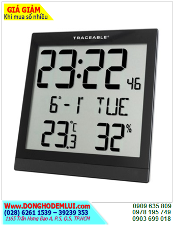 TRACEABLE 1076 _Đồng hồ TREO TƯỜNG có hiển thị Giờ, Phút, Giây, Thứ, Ngày, Tháng và Nhiệt độ - Độ ẩm 1076 Digital Radio Atomic Wall chính hãng 